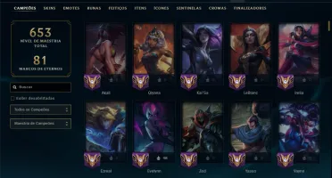 Diamante 3 com TODOS os Champs e 122 Skins (MID / ADC / JG)