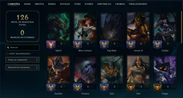 Unranked com 35 Champs e 10 Skins