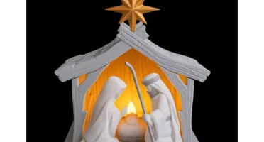 Luminária de Natal 3D Presépio Sagrada Família - 19cm