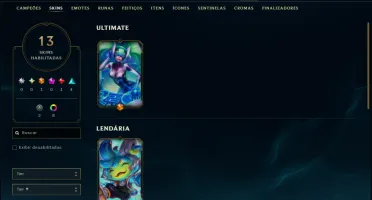 Unranked com 50 Champs e 13 Skins