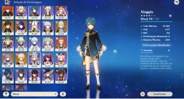 conta AR 53 Genshin Impact 5 personagens 5*