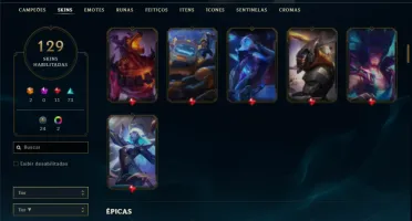 Ferro 2 com 105 Champs e 129 Skins ( JG / TOP )