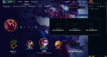 Conta LoL 57 champs e 14 skins