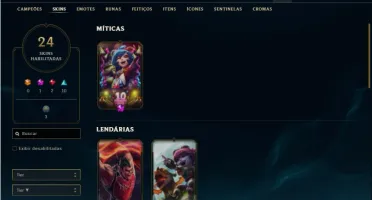 Conta prata 4 com 40 Champs e 24 Skins + 5 Fragmentos