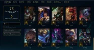 Conta prata 4 com 40 Champs e 24 Skins + 5 Fragmentos