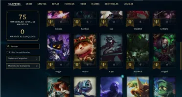 Conta prata 4 com 40 Champs e 24 Skins + 5 Fragmentos
