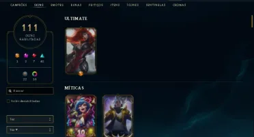 DADOS DE CRIAÇÃO COM 111 SKINS E YASUO EDIÇÃO PRESTIGIO