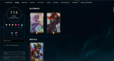 Ouro 1 com TODOS os Champs e 114 Skins ( MID / ADC / TOP )