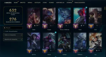 Ouro 1 com TODOS os Champs e 114 Skins ( MID / ADC / TOP )