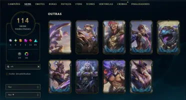 Ouro 1 com TODOS os Champs e 114 Skins ( MID / ADC / TOP )