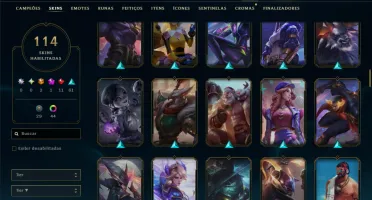 Ouro 1 com TODOS os Champs e 114 Skins ( MID / ADC / TOP )
