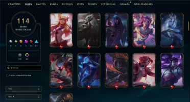 Ouro 1 com TODOS os Champs e 114 Skins ( MID / ADC / TOP )