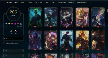 Platina 4 com TODOS os Champs e 283 Skins ( SUP / ADC )