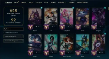 Platina 4 com TODOS os Champs e 283 Skins ( SUP / ADC )