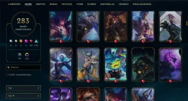 Platina 4 com TODOS os Champs e 283 Skins ( SUP / ADC )
