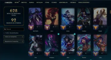 Platina 4 com TODOS os Champs e 283 Skins ( SUP / ADC )