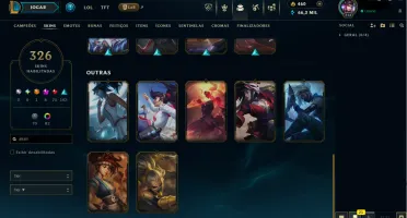 Conta LoL LvL 714, 326 skins, 428 ícones, todos os champions