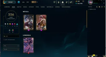 Conta LoL LvL 714, 326 skins, 428 ícones, todos os champions