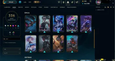 Conta LoL LvL 714, 326 skins, 428 ícones, todos os champions
