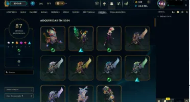 Conta LoL LvL 714, 326 skins, 428 ícones, todos os champions