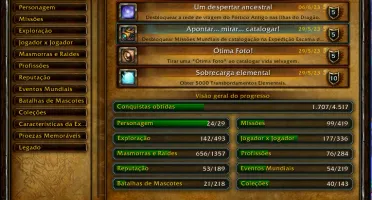 Conta WoW Dragonflight - 263 montarias - 15k de conquitas