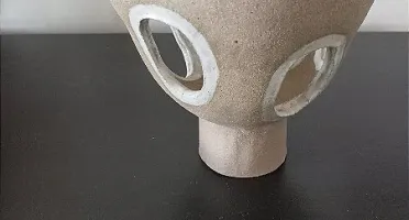 Centro de Mesa Taça em Cerâmica Natural