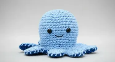 Polvo Reversível Humor Azul Amigurumi