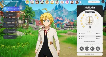 Conta 7DS Origin - Escanor C8 (skin de arma) + Meliodas C7