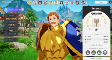 Conta 7DS Origin - Escanor C8 (skin de arma) + Meliodas C7