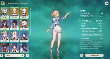 Ayaka, Eula,Jean (com skin), Qiqi e Benção Lua Nova