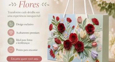 Kit 15 Sacolinhas Rosas Vermelhas - Pegue e Monte