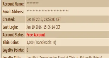 Conta tibia 1000 tibia coins Com rk site