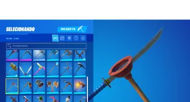 Conta com 61 skins, 57 danças, 45 picaretas e 60 mochilas!!