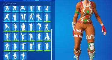 Conta com 61 skins, 57 danças, 45 picaretas e 60 mochilas!!