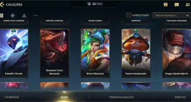 CONTA WILD RIFT 30 SKINS - 56 CHAMPS