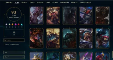 Unranked com 150 Champs e 93 Skins ( ADC / JG / SUP )