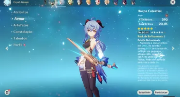 Conta Ganyu + Hu Tao + Harpa Celestial - 58 Resinas Frágil