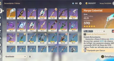 Conta Ganyu + Hu Tao + Harpa Celestial - 58 Resinas Frágil