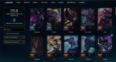 Conta bronze 3 com 90 Champs e 34 Skins + 3 Fragmentos
