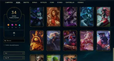 Conta bronze 3 com 90 Champs e 34 Skins + 3 Fragmentos