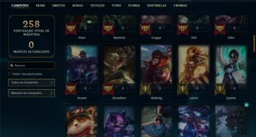 Conta bronze 3 com 90 Champs e 34 Skins + 3 Fragmentos