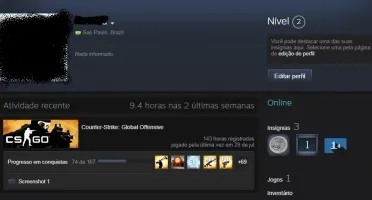 Conta CS:GO 143hrs Xerife e Prime Ativado + R$20 em skins
