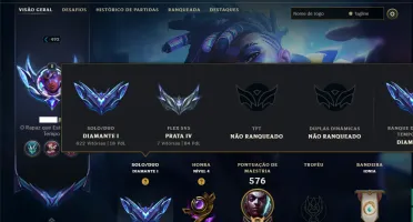 Diamante 1 com 115 Champs e 124 Skins ( MID / TOP / ADC )