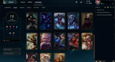 CONTA OURO V - 18 SKINS 80 CAMPEÕES LVL 45