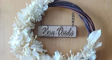 Guirlanda Rústica com Flores e Bem-vindo - Tamanhos