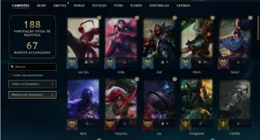Conta prata 4 com 62 Champs e 36 Skins + 1 Fragmento