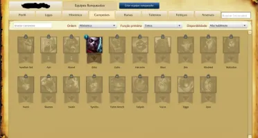 Conta com 113 Champs 40+ Skins Gold 4 e 9 Rune pages