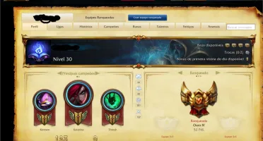 Conta com 113 Champs 40+ Skins Gold 4 e 9 Rune pages