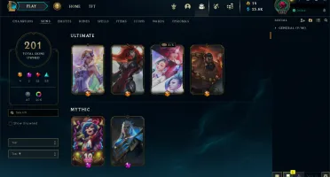Conta LOL recheada - 201 skins - Platina