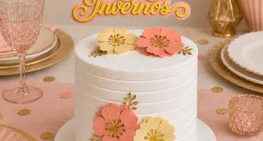 Topo de Bolo Invernos com Flores - Idades